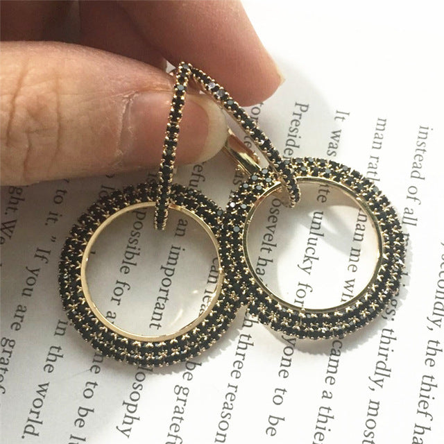 Elegant Crystal Earrings (Round Style) Gold/Silver