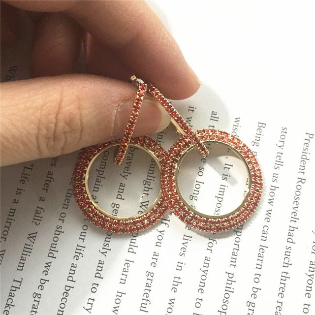 Elegant Crystal Earrings (Round Style) Gold/Silver