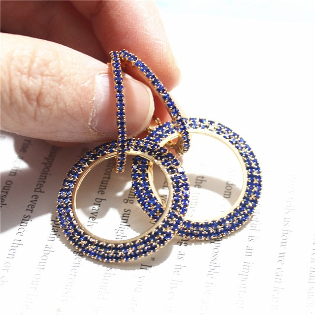 Elegant Crystal Earrings (Round Style) Gold/Silver