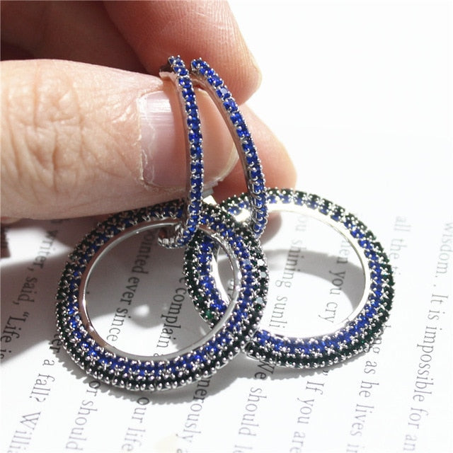 Elegant Crystal Earrings (Round Style) Gold/Silver