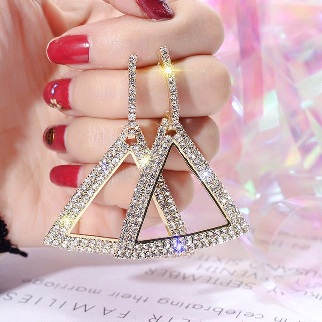 Elegant Crystal Earrings (Round Style) Gold/Silver