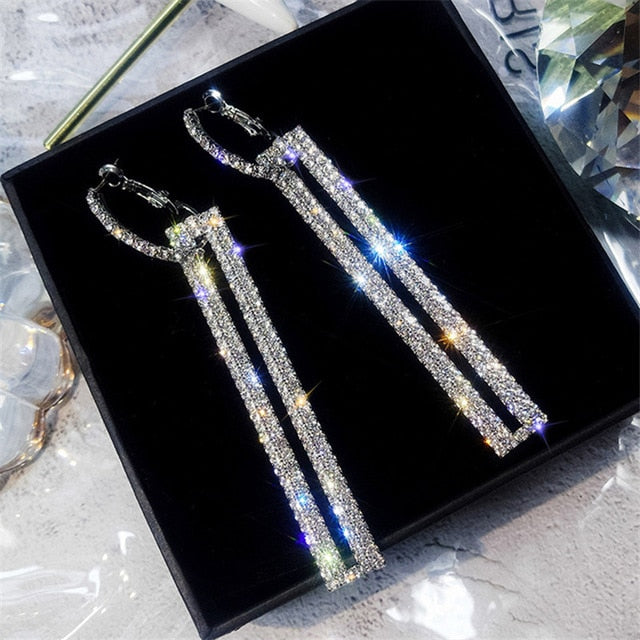 Elegant Crystal Earrings (Round Style) Gold/Silver
