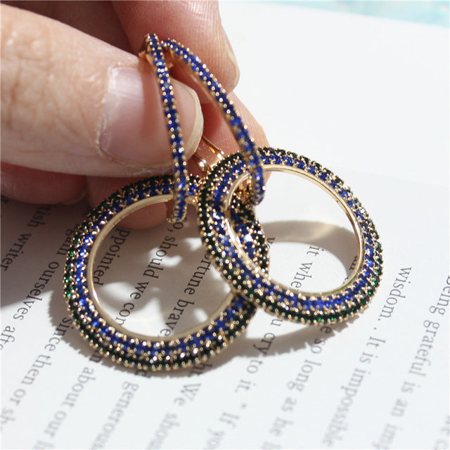 Elegant Crystal Earrings (Round Style) Gold/Silver
