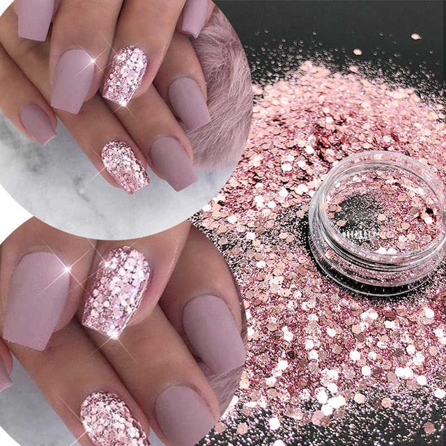 Gradient Shiny Nail Glitter Set Powder Laser Sparkly Manicure Nail